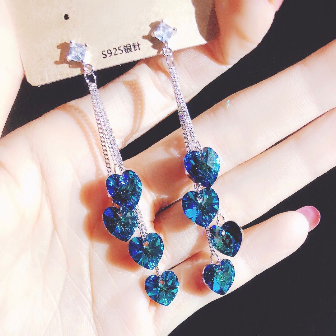 Pendientes de cristal de borlas largas al por mayor